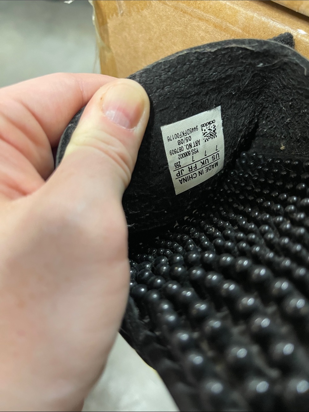 adidas Black Slide Sandals with White Stripes - Picture 6 of 6